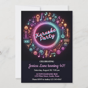 Karaoke Surprise Birthday Invitation