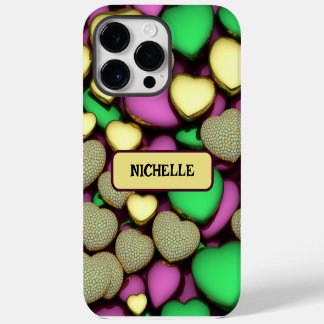 Karat Gold Hearts iPhone 14 Pro Max Case