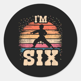 Karate 6 Year Old Birthday Boy Girl 6th Karate Bir Classic Round Sticker