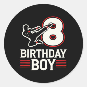 Karate 8 Birthday Boy  Classic Round Sticker