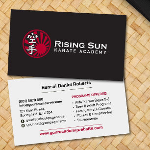 Karate Academy - Rising Sun Kanji Business Card