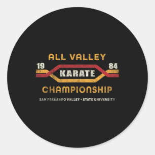 Karate All Valley 1984 Mens Womens Kid Funny Graph Classic Round Sticker