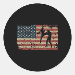 Karate America Flag Gift Proud MMA Takewando Classic Round Sticker