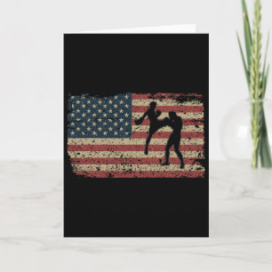 Karate America Flag Gift Proud Mma Takewando Fight Card