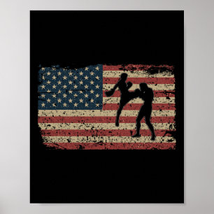 Karate America Flag Gift Proud Mma Takewando Fight Poster