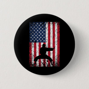 Karate American Flag 4th Of July Martial Arts For 6 Cm Round Badge