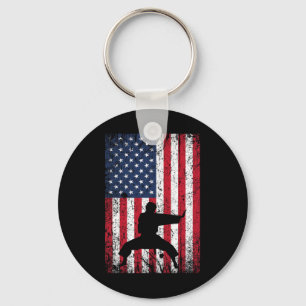 Karate American Flag 4th Of July Martial Arts For Key Ring