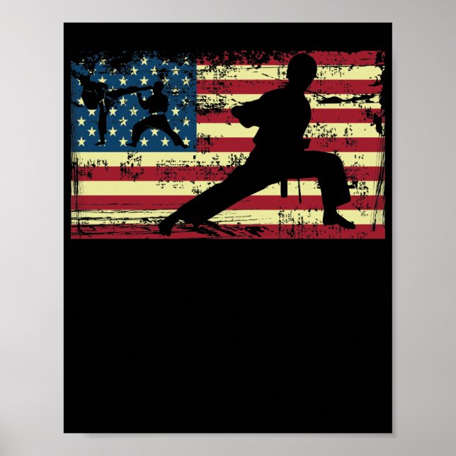 Karate American Flag Martial Arts Poster (Front)