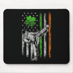 Karate American Irish Flag St Patricks Day Shamroc Mouse Pad