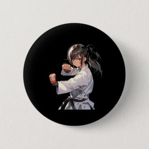 Karate Anime Girl Taekwondo Fighter Martial Arts 6 Cm Round Badge