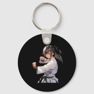 Karate Anime Girl Taekwondo Fighter Martial Arts Key Ring