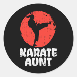 Karate Aunt Ponytail Kick Japanese Martial Arts Wo Classic Round Sticker