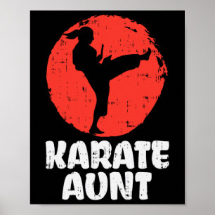 Karate Aunt Ponytail Kick Japanese Martial Arts Wo Poster