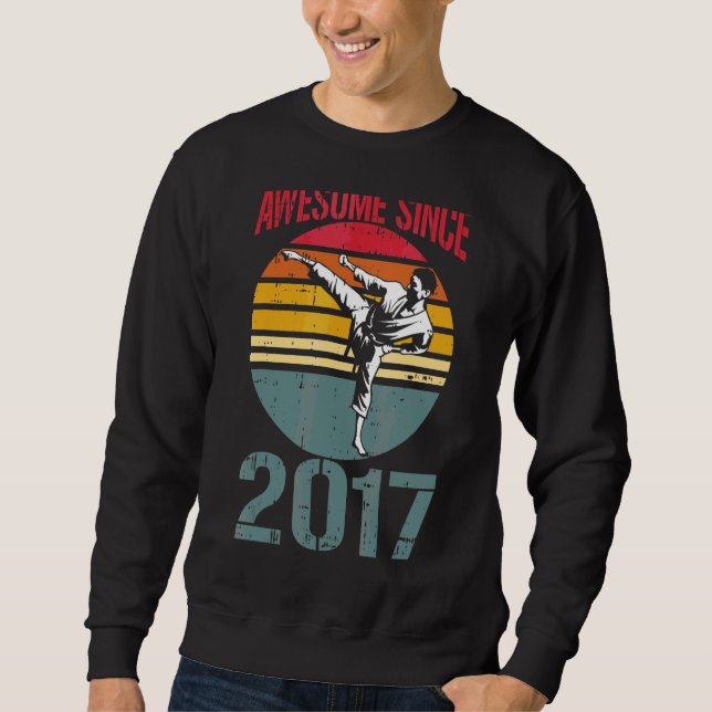 Karate Awesome Since 2017 5th Birthday 5 Years Old Sweatshirt (Front)