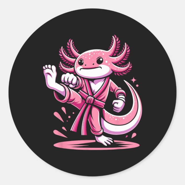 Karate Axolotl Martial Arts Taekwondo Kickboxing F Classic Round Sticker (Front)