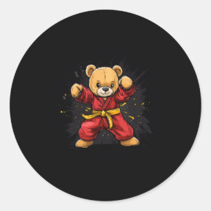 Karate Bear With Power And Precision For Kids Classic Round Sticker