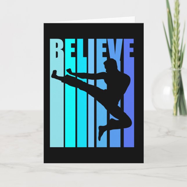 Karate Believe Birthday Black Belt Kung Fu Martial Card (Front)
