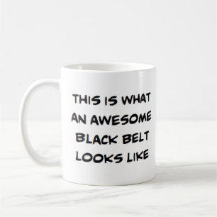 karate belt black, awesome coffee mug