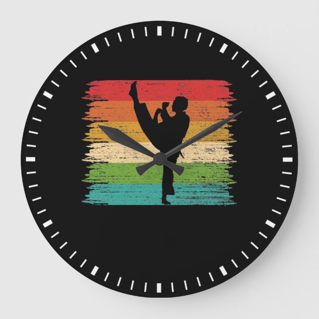 Karate Belt Colors Silhouette Large Clock (Front)