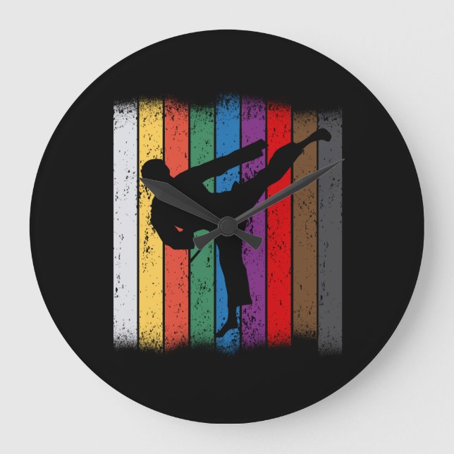 Karate Belt Colours Silhouette Large Clock (Front)