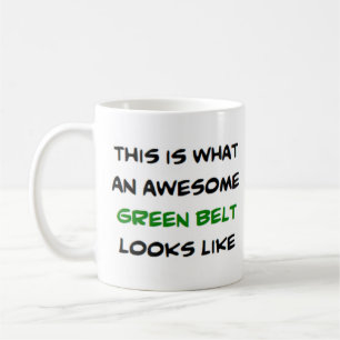 karate belt green, awesome coffee mug