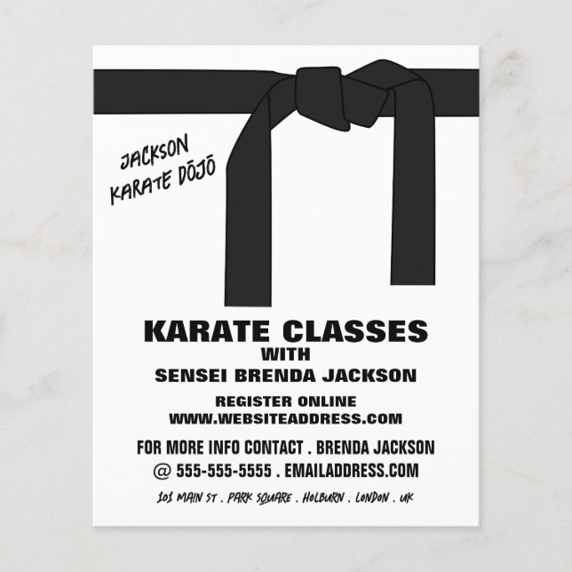 Karate Belt, Karate Class Advertising Flyer (Front)