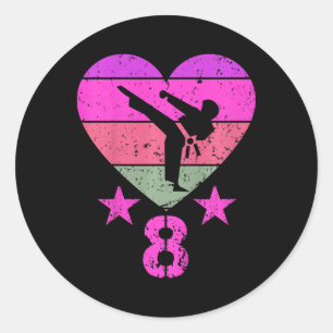 Karate Birthday 8 Year Old Boy Girl 8th Birthday K Classic Round Sticker