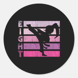 Karate Birthday 8 Year Year Taekwondo Girl 8th Bir Classic Round Sticker