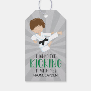 Karate Birthday boy favour tags green