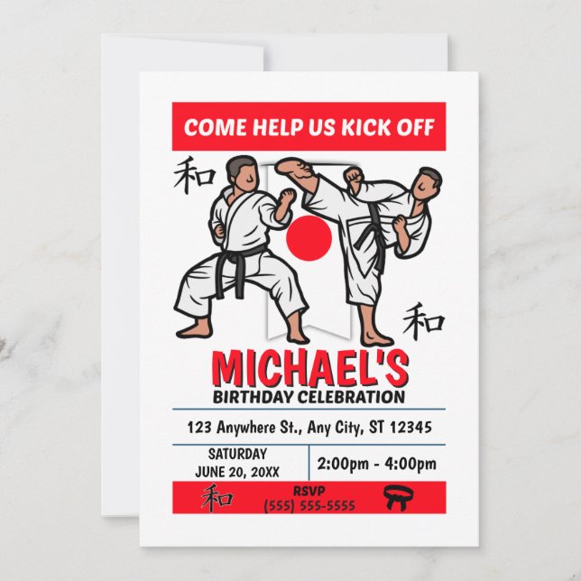 Karate Birthday Party Invitation (Boys) (Front)