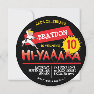 Karate Birthday Party Invitation Red Invitation