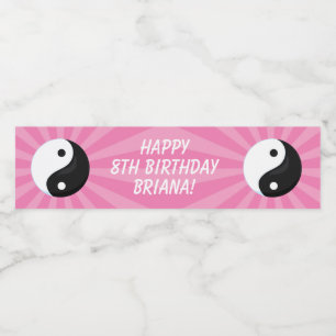Karate Birthday Party Water Bottle Label Girl