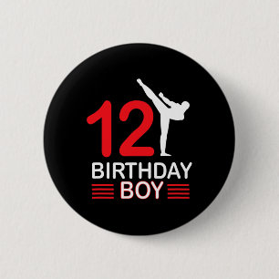 Karate Birthday Tee Boy Gift Kids Taekwondo 6 Cm Round Badge