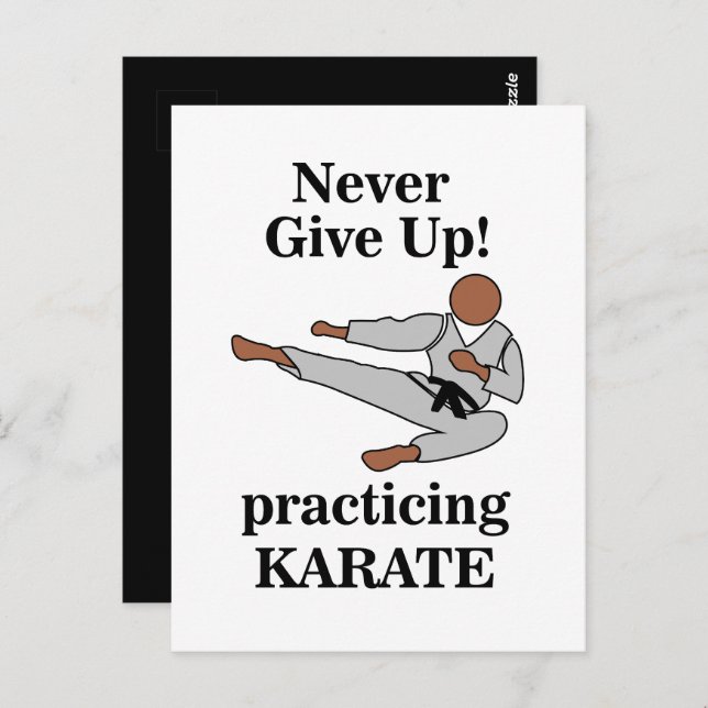 Karate Black Belt Never Give Up Martial Arts  Postcard (Front/Back)