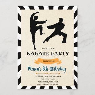 karate boy birthday invitation card