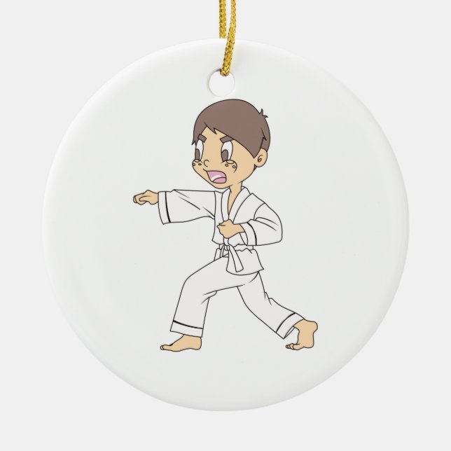 KARATE BOY CERAMIC TREE DECORATION (Front)