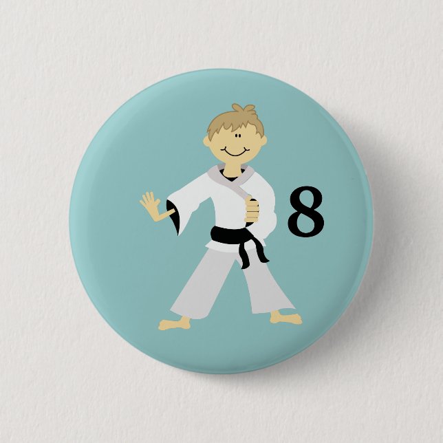 KARATE BOY Personalised Birthday Button (Front)