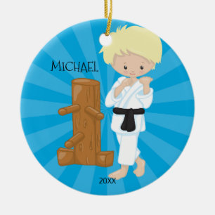 Karate Boy Personalised Christmas Ornament