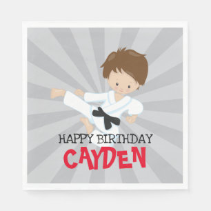 Karate boy red Martial Arts Birthday Napkin