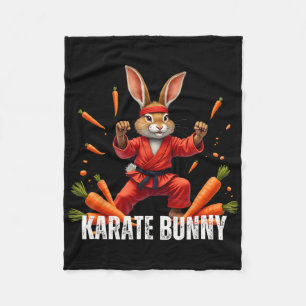 Karate Bunny' Funny Fighting Rabbitmartial Artscar Fleece Blanket