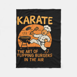 Karate Burgers Flip Cooking Martial Arts Humour De Fleece Blanket
