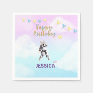 Karate Cat Birthday Party Girl Party Taekwondo Napkin