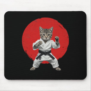 Karate Cat Black Belt Funny Martial Arts Judo Japa Mouse Pad