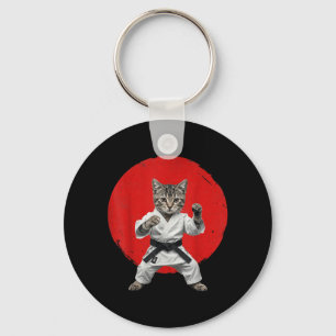 Karate Cat Black Belt Funny Martial Arts Judo Key Ring