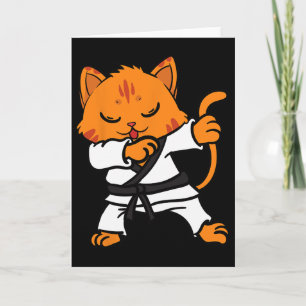 Karate Cat Dab Dance Martial Arts Dabbing Comt Spo Card