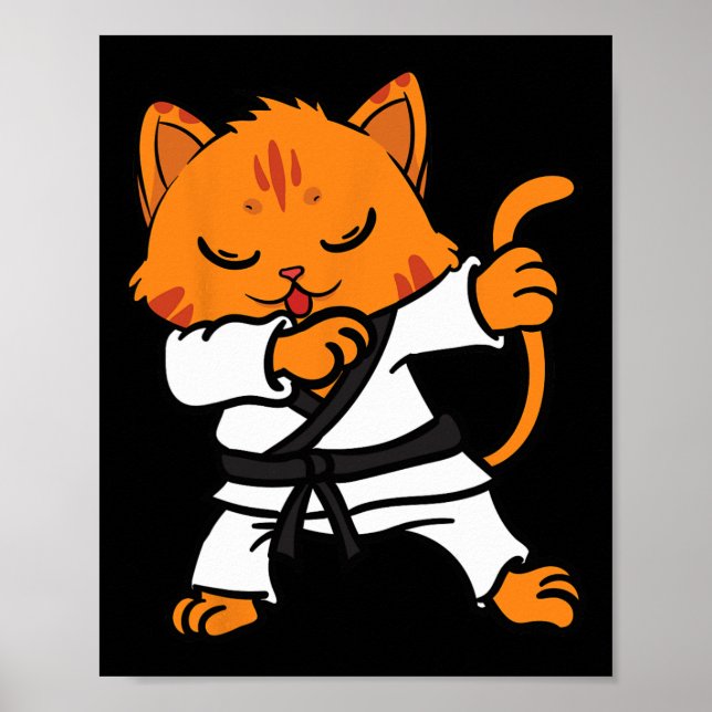 Karate Cat Dab Dance Martial Arts Dabbing Comt Spo Poster (Front)