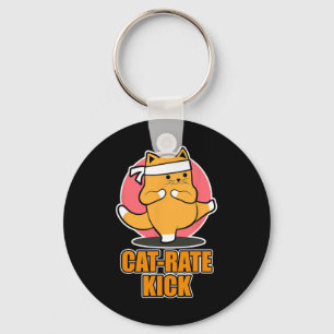 Karate Cat Design For Sports Fans - Cat-rate Kick Key Ring