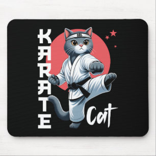 Karate Cat Gi Black Belt Martial Arts Kick Feline Mouse Pad