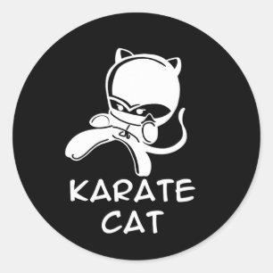 Karate Cat Sports For Men Women Kids Classic Round Sticker