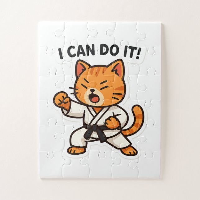 Karate Cat Sticker Jigsaw Puzzle (Vertical)